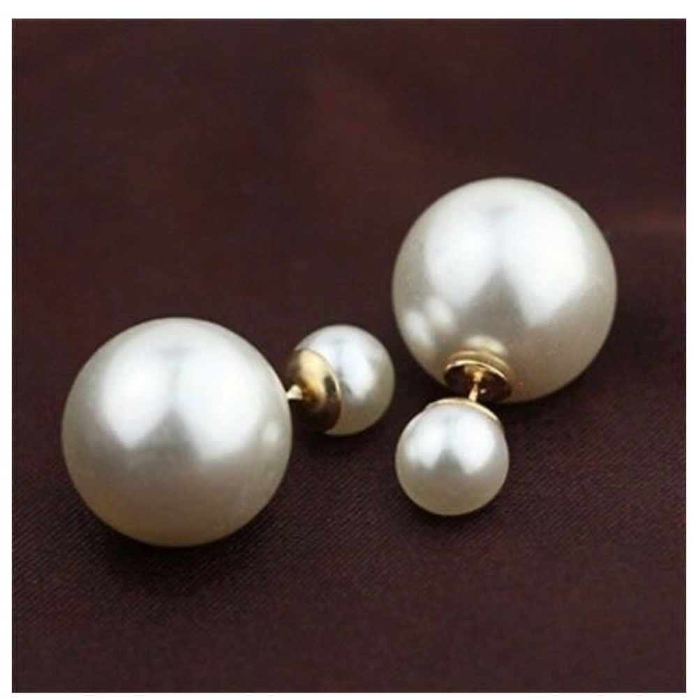 New Women earrings double sided ball